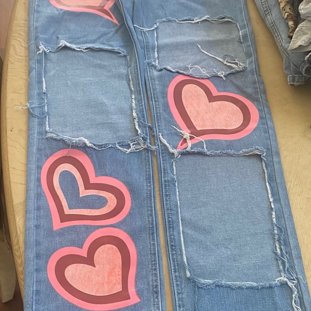 Shein denim jeans distress sz 31.32. NWT